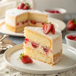 Vanilla Cake with Strawberry Filling
