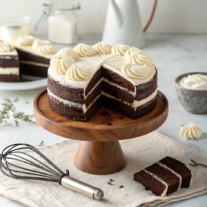 Chocolate Cake with Creamy Vanilla Frosting