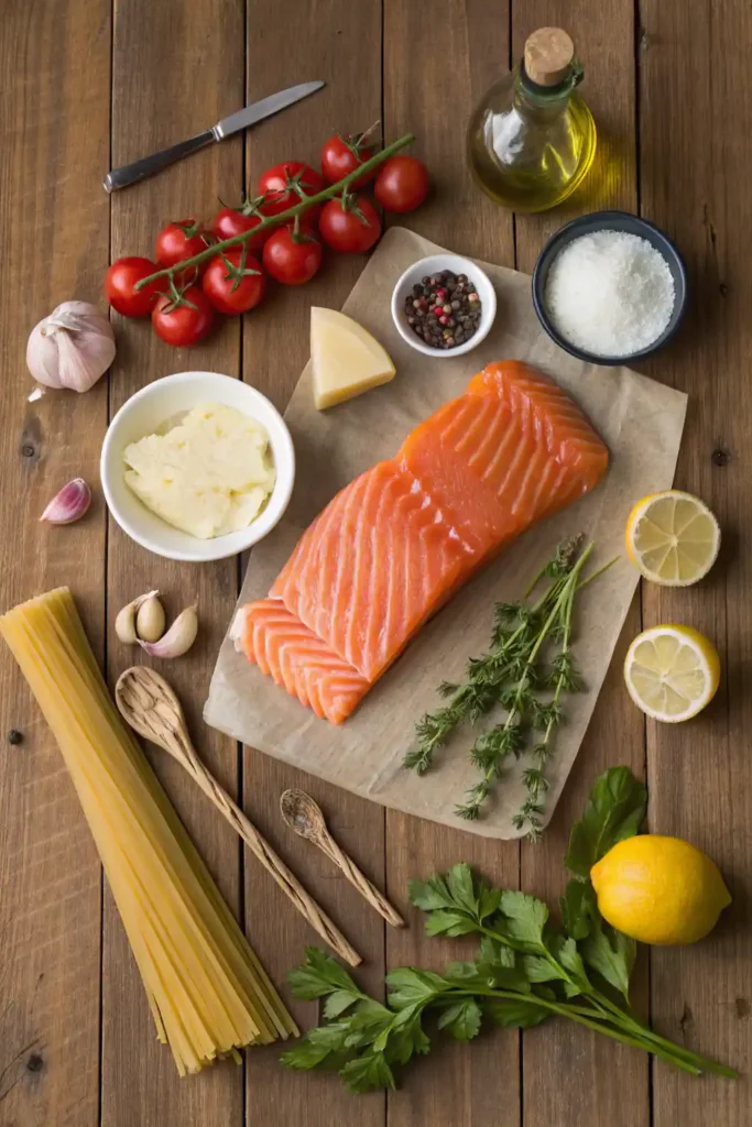 Comforting bowl of salmon pasta served in a cozy home setting