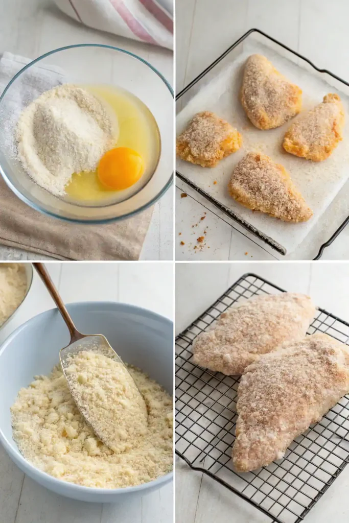 3-bowl dredge process for crispy chicken